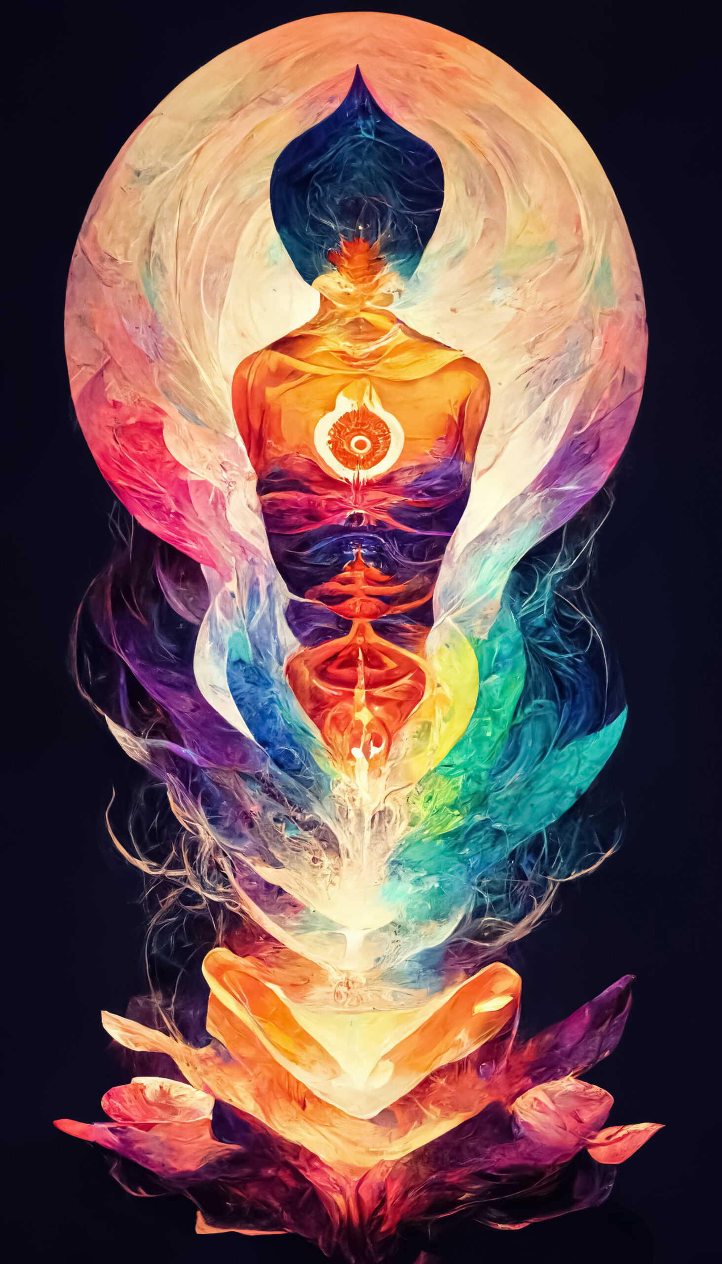 Meridyen Terapisi Eğitimi 1 abstract design multicolored chakra powerful energy chakra mandala flower 3d illustration scaled
