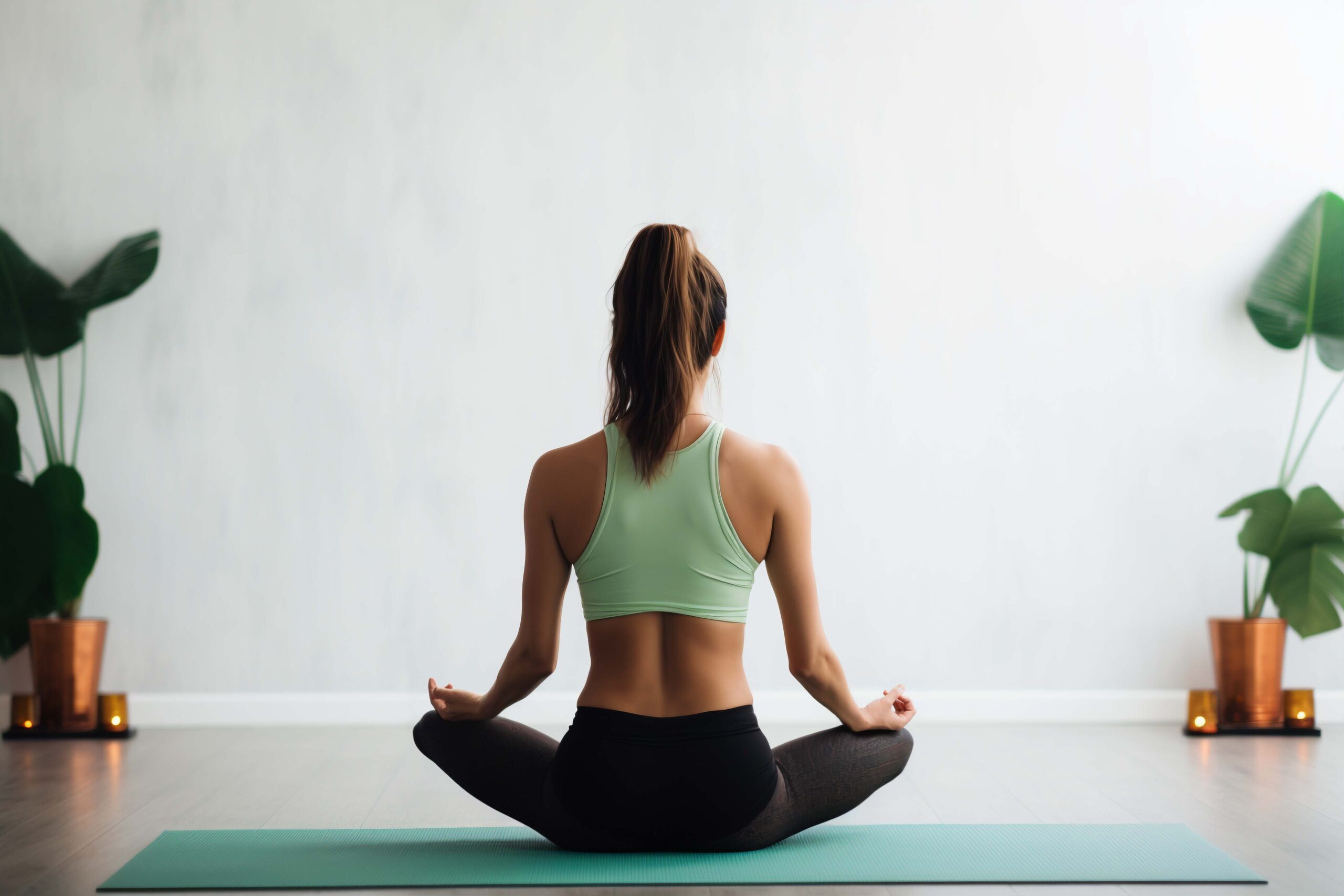 portrait person practicing yoga home scaled