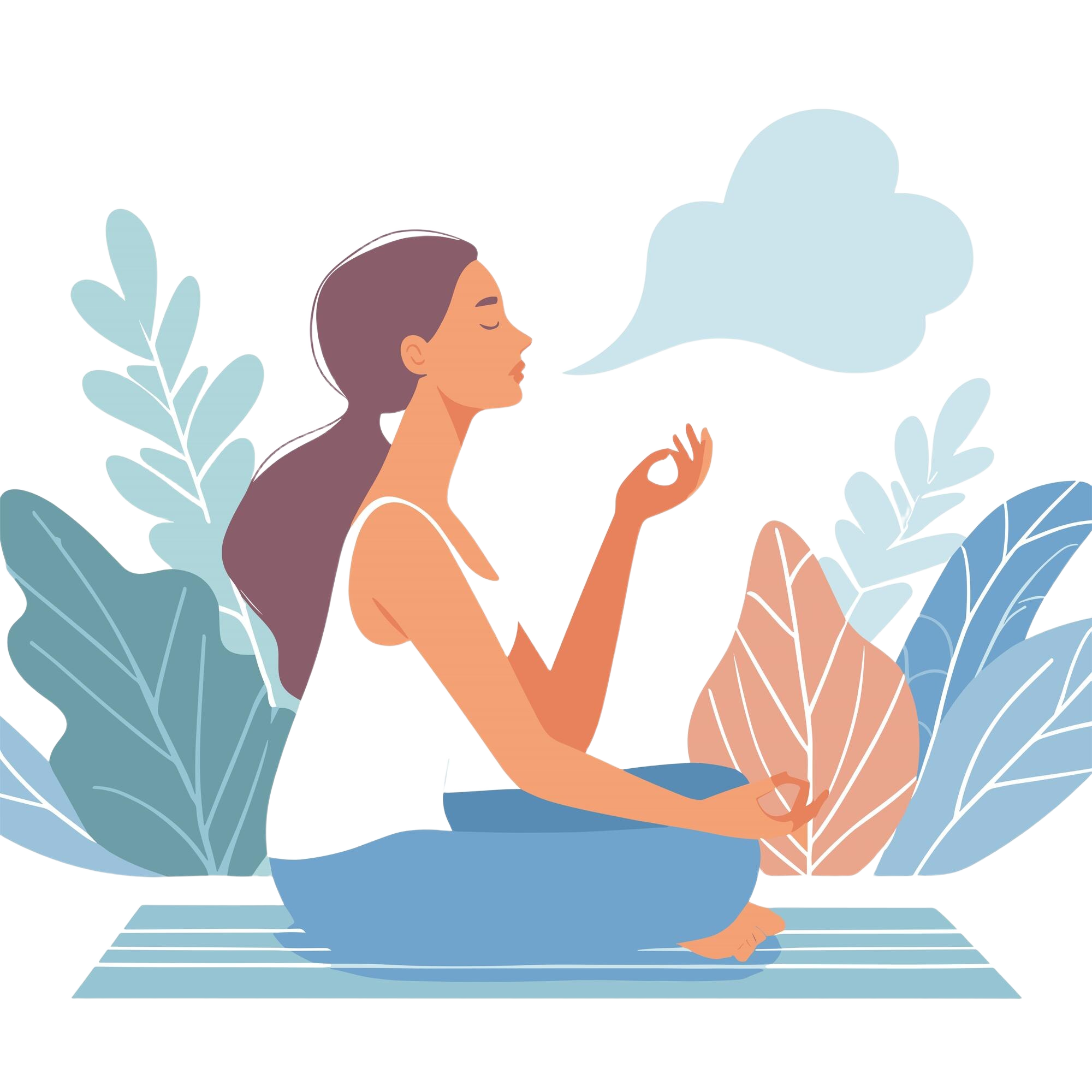 Nefes Terapi Eğitimi 1 woman doing inhale breath exercise calm stress relief vector illustrations white background